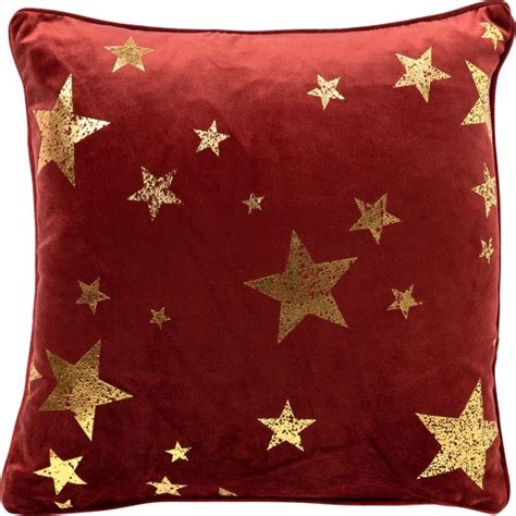 STARS Kussenhoes 45x45 Cm Rood Kerst Decoratie Velvet Bol