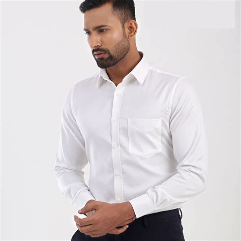 Fine Cotton Full Sleeve Formal Shirt For Men White Ab