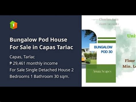 Bungalow Pod House For Sale In Capas Tarlac YouTube