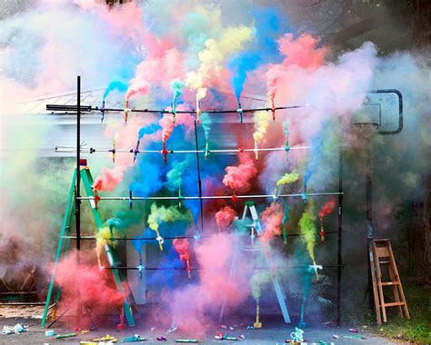 colorful smoke bombs by olaf breuning