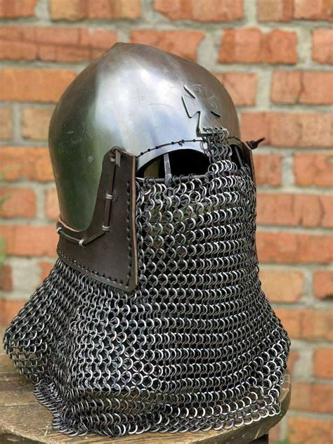 Medieval Bascinet Hounskell Helmet 14th Century Chain Mail - Etsy