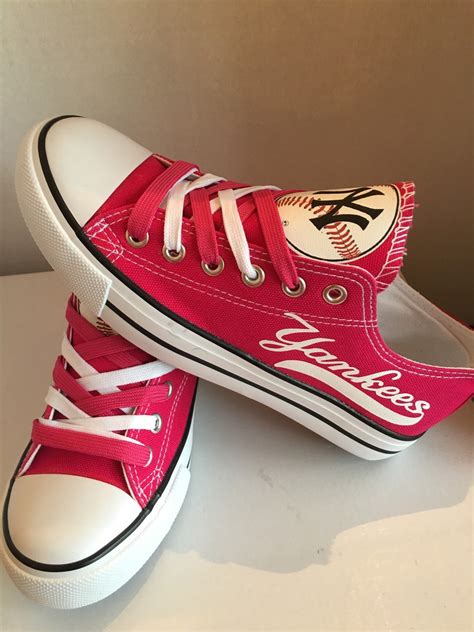 New York Yankees Hot Pink Tennis Shoes By Sportzshoeking On Etsy