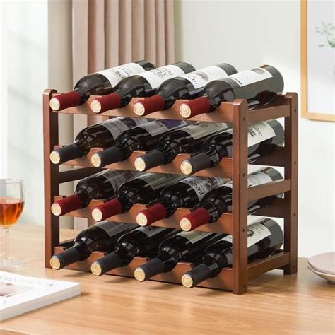 Etagère À Bouteille Casier À Vin Empilable Rangement À Vin À 4 Niveaux