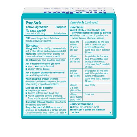 Imodium A D Diarrhea Relief Caplets Loperamide Hydrochloride Anti