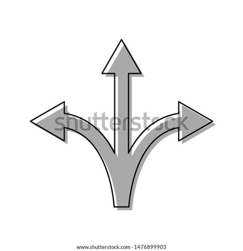 Threeway Direction Arrow Sign Black Line Stock Vector Royalty Free