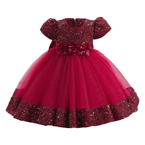 Children's Solid Color Short Sleeve Princess Mesh Dress, Kids Flower