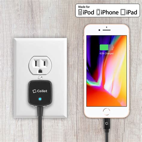 Cellets Apple Certified Compact Iphone Home Charger Wall Plug For