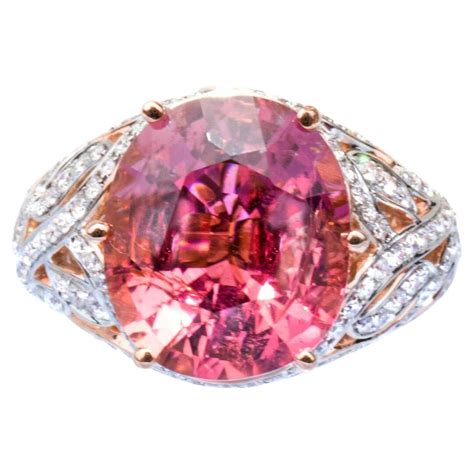 6 68 Ct Rose Pink Paraiba Tourmaline And Diamond Ring 18K At 1stDibs