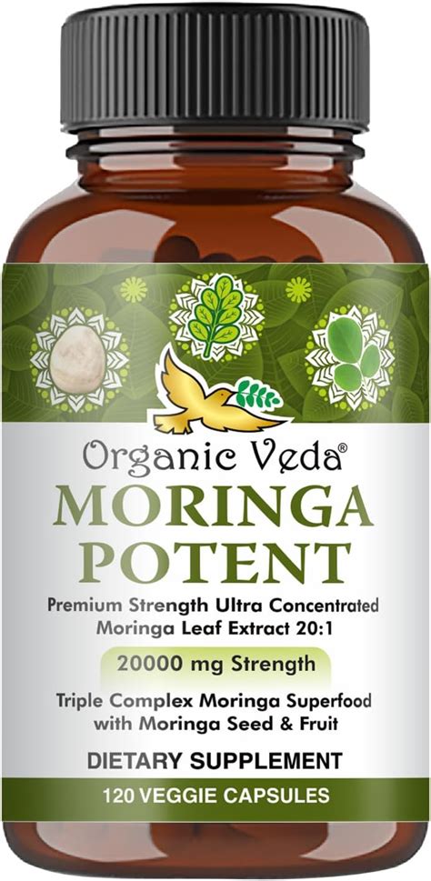 Organic Veda Moringa Potent Capsules Highest Potency Moringa Formula