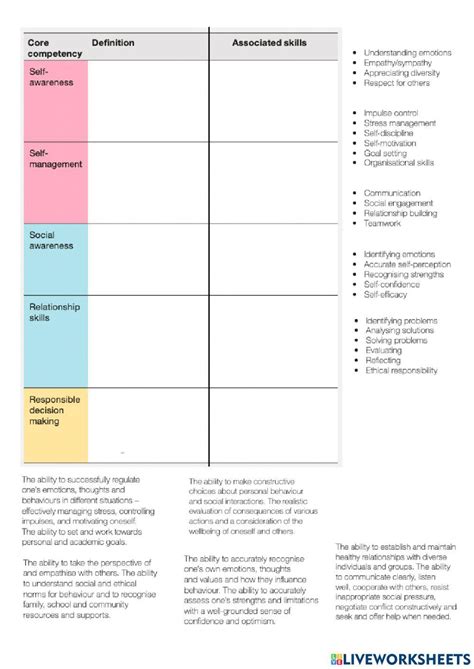 SEL activity worksheet | Live Worksheets