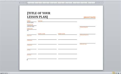 Daily Lesson Planner Template For Word