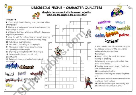 Describing Characters Worksheet