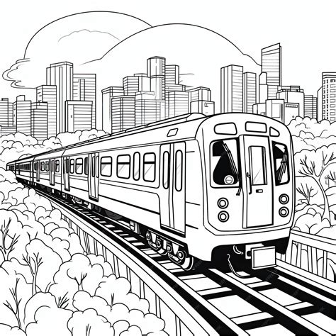 Black and white coloring picture of a subway train | Premium AI-generated image