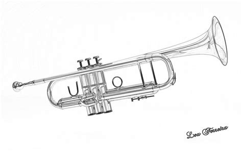 Trumpet Sketch Digital Art by Louis Ferreira | Pixels