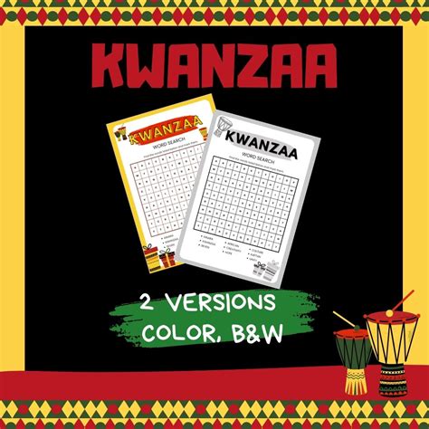 Kwanzaa Principles Word Search Activity Pack Fun And Educational