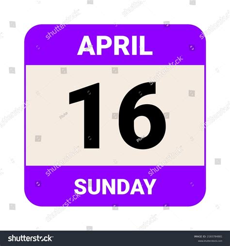 16 April Sunday Date Template Useful Stock Vector (Royalty Free