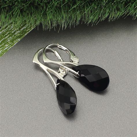 Sieraden Set Zwart Onyx Druppel Hanger Sterling Zilver Arlizi