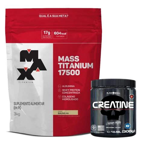 Kit Mass Titanium Refil 3kg Max Titanium Creatine Creatina