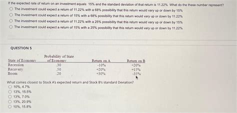 Solved If The Expected Rate Of Retum On An Investment Equals