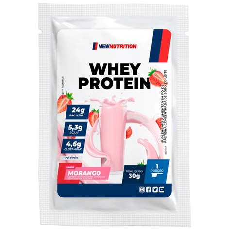 Sach Whey Protein Concentrado G Morango Newnutrition Whey Protein