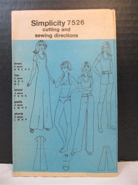 Simplicity Pattern Dress Top Pants Shorts Bikini Miss Size Bust