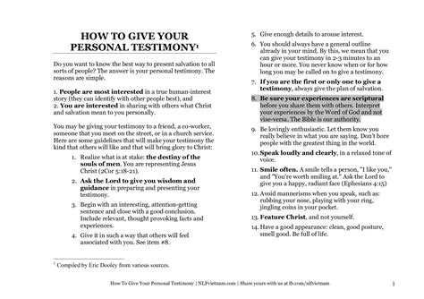 How To Give A Personal Testimony New Life Fellowship Vietnam Page