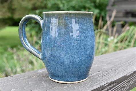 Blue Mug Blue Coffee Cup Ceramic Mug Blue Holds 14 Ounces Etsy