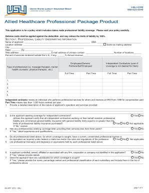 Fillable Online Allied Healthcare Professional Package Product Fax