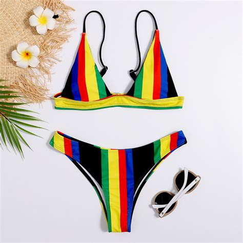 Rainbow Bikini Rainbow Bikini Bikini Set High Waist Clothes Design