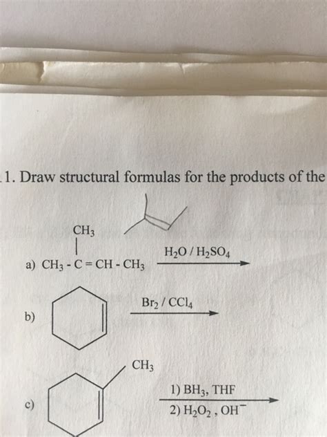 Solved Draw Structural Formulas For The Products Of The Chegg