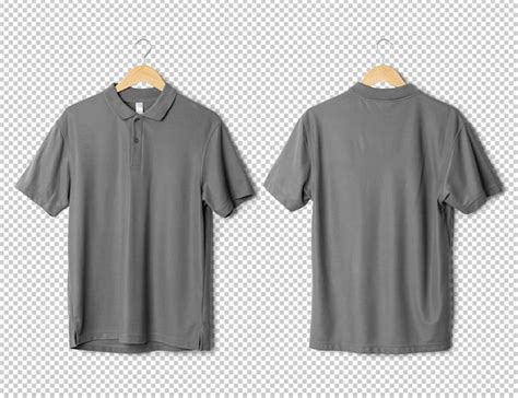 Maquete De Camisa Polo Cinza Pendurada Em Vista Frontal E Traseira