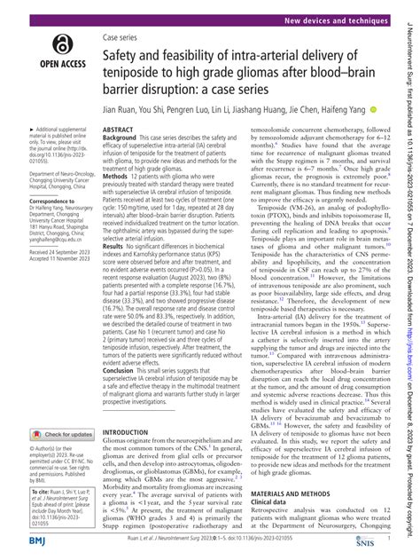 PDF Safety And Feasibility Of Intra Arterial Delivery Of Teniposide