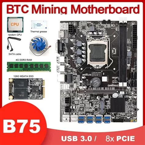 Kit De Placa Base B75 8usb Btc Mining Cpu Ventilador De Cpu Meses