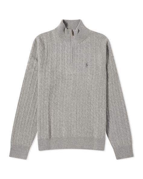 Polo Ralph Lauren Half Zip Cable Knit Jumper In Gray For Men Lyst