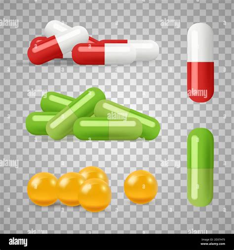 Realistic Pills Vector Drugs Medications Isolated On Transparent