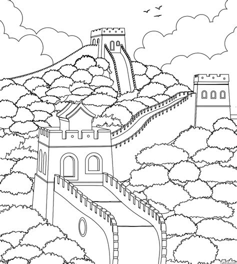 Great Wall Of China Coloring Page