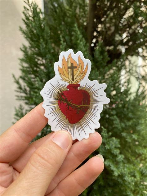 Vinyl Waterproof Sacred Heart Of Jesus Stickers Sacred Etsy