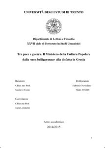 Tra Guerra E Pace Il Ministero Della Cultura Popolare Dalla Alla