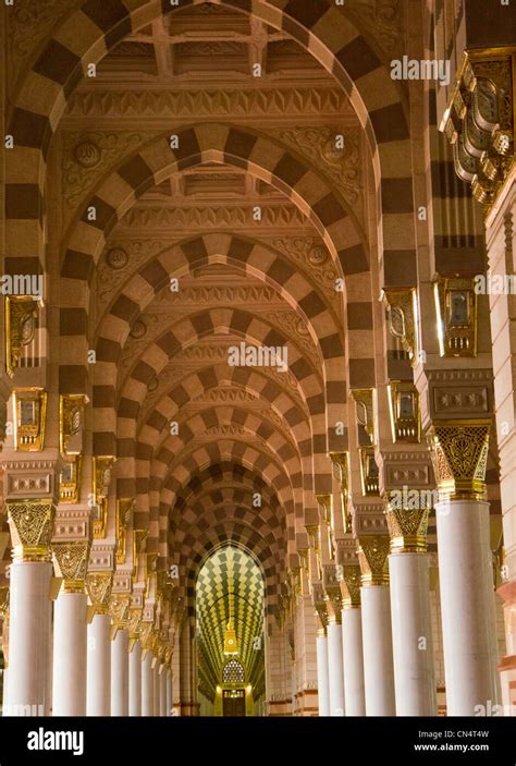 Interior Of Masjid Mosque Nabawi In Al Madinah Saudi Arabia Nabawi