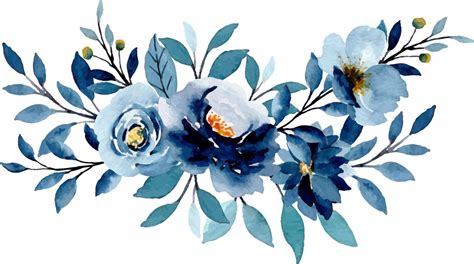 Blue Flower Bouquet With Watercolor For Background Wedding Fabric