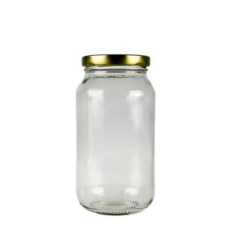 500ml Clear Glass Food Jar With 63mm Gold Lug Cap For Pickel Storage