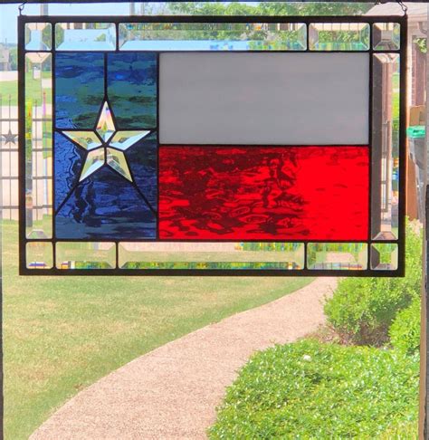 Beveled Texas Flag Stained Glass Panel Texas Decor Lone Star Etsy