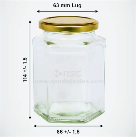 400ml Hexagonal Glass Jar Nandini Sales Corporation