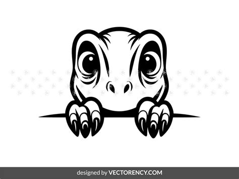 Peeking Velociraptor Dinosaur Vector Vectorency