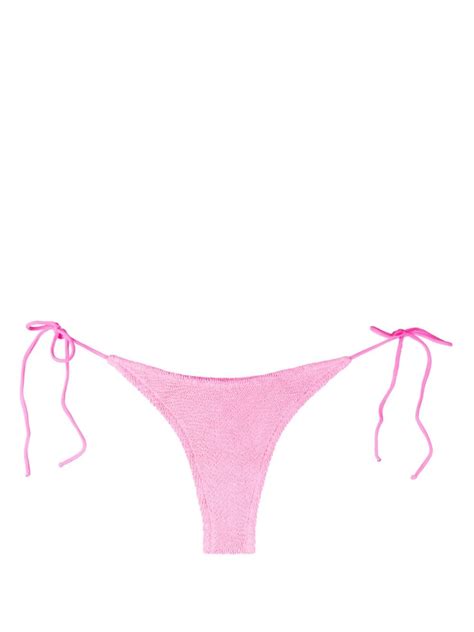 Mc Saint Barth Norah Seersucker Bikini Bottoms In Pink Modesens