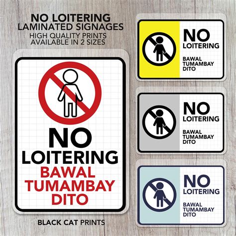 No Loitering Bawal Ang Tumambay Sign Laminated Signage Sign Board