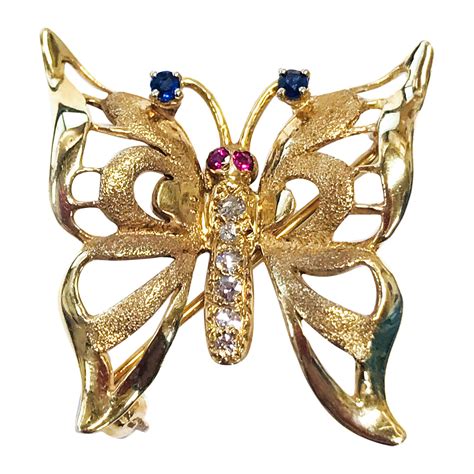 Sapphire And Diamond Butterfly Brooch For Sale At 1stdibs