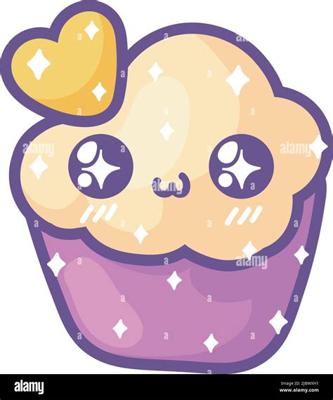 Cupcake Kawaii Dibujos Animados Imagen Vector De Stock Alamy