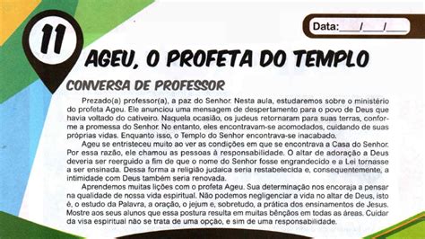 Ebd Li O Juniores Ageu O Profeta Do Templo Estudo Biblico