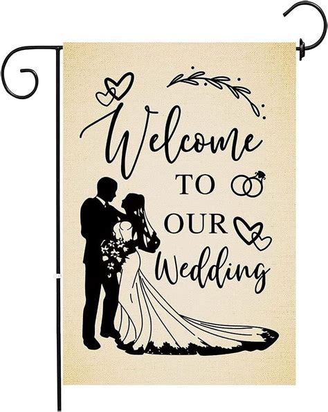 Ychii Welcome Watercolor Bride And Groom Wedding Garden Flag Vertical